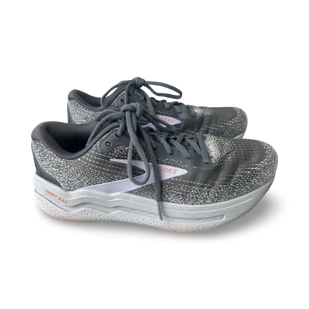 Brooks Ghost Max 2 Women’s Running Shoes Gray White Cushioned Sneakers Size 10 B